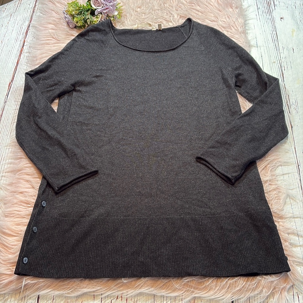 Soft Surroundings Black Button Side Detail Tunic Sweater sz S